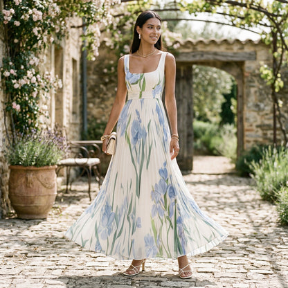 Women's Light Blue Floral Maxi Dress