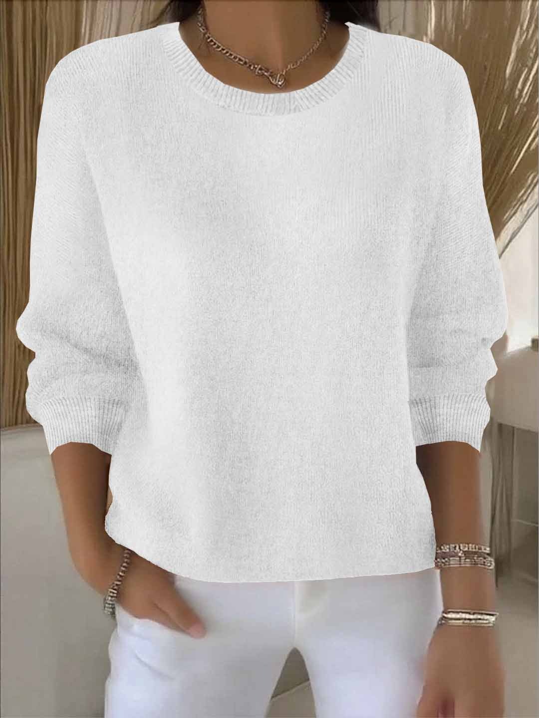 Women's Drop Shoulder Crew Neck Knitted Jumper view 3