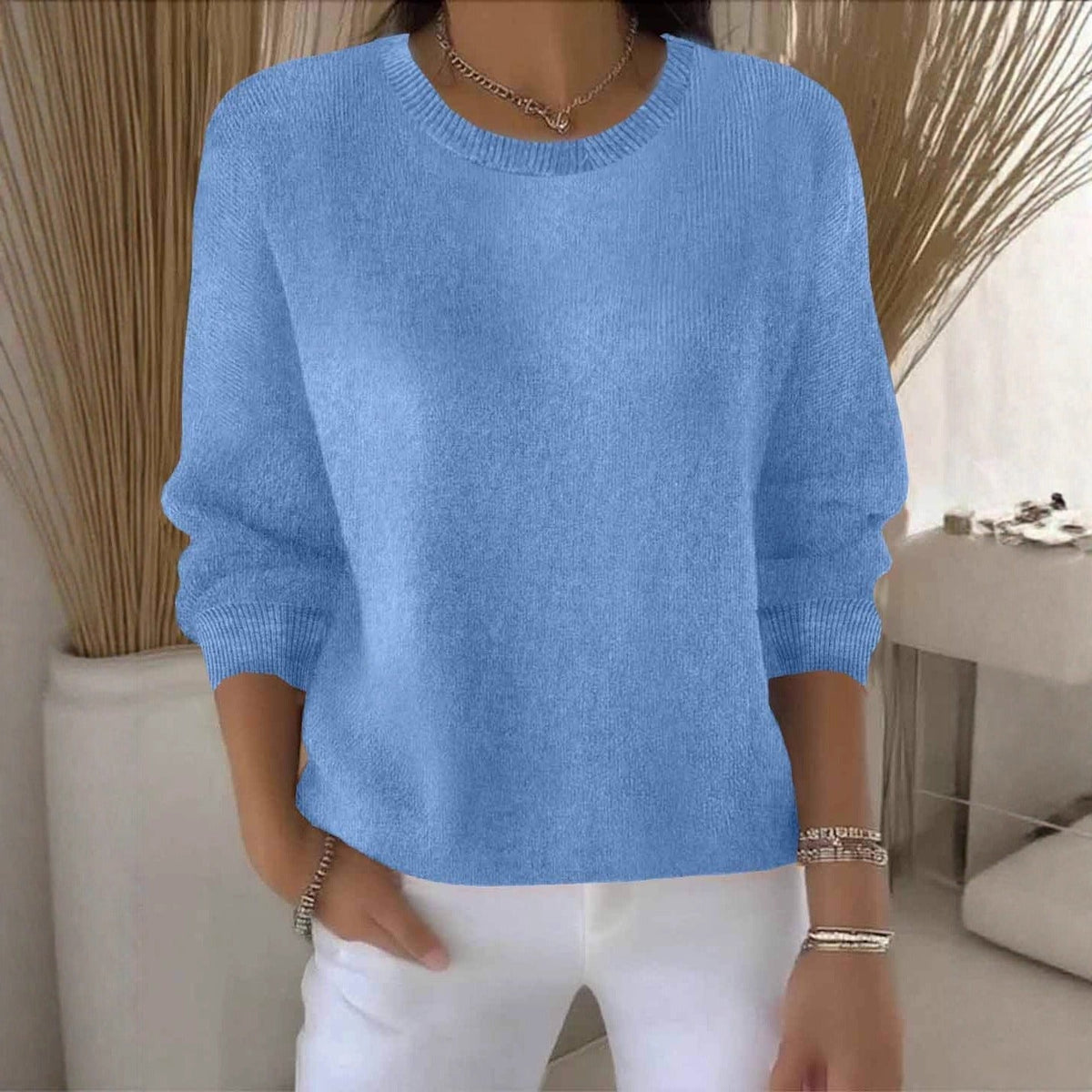 Women's Drop Shoulder Crew Neck Knitted Jumper view 13