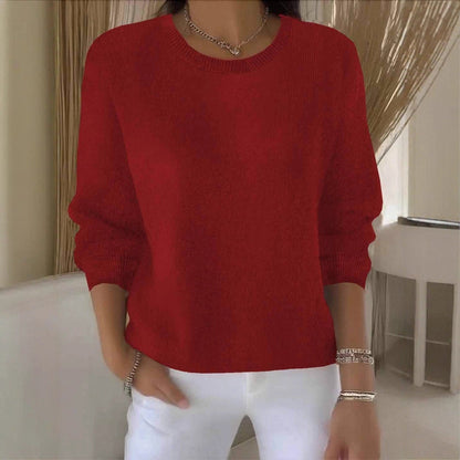 Women's Drop Shoulder Crew Neck Knitted Jumper