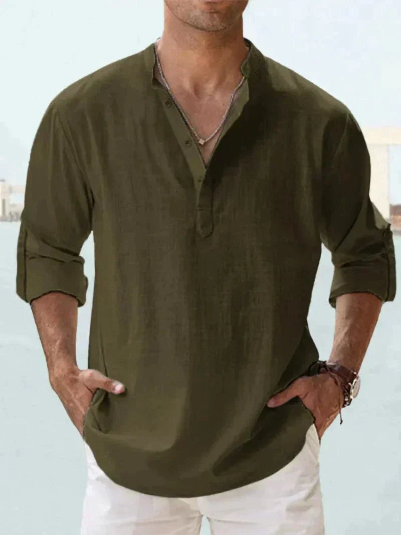 Men's Relaxed Fit Casual Shirt in Army green