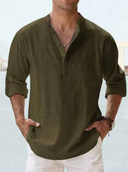 Men's Relaxed Fit Casual Shirt in Army green
