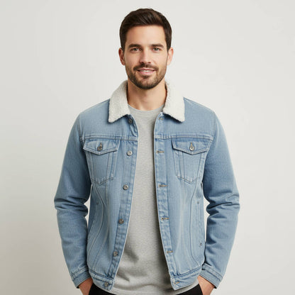 Men's Fleece Lined Winter Coat in Blue