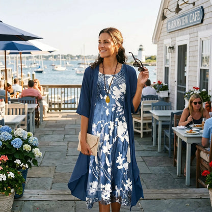 Women's Floral Draped Midi Dress view 3