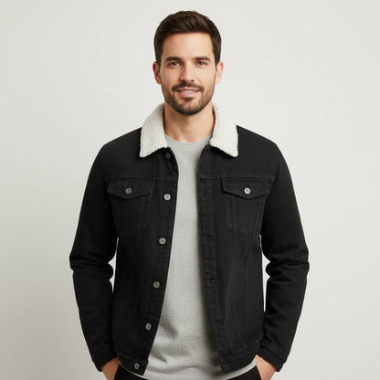 Men's Fleece Lined Winter Coat in Black