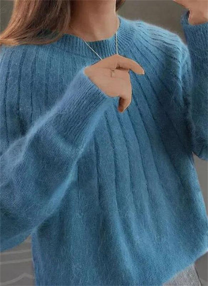 Women's Oversized Brushed Knit Crew Neck Jumper