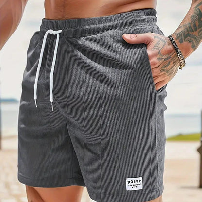 Men's Relaxed Fit Drawstring Textured Adjustable Shorts in Gray