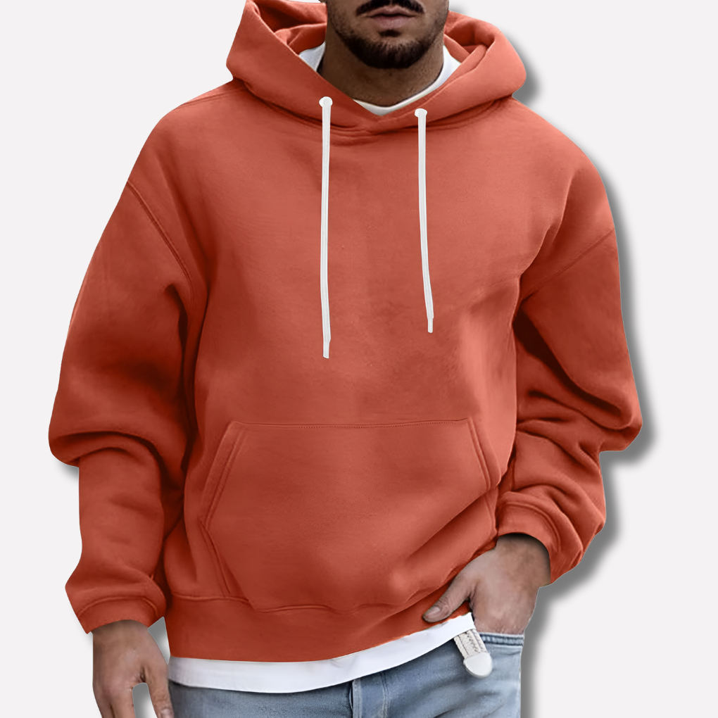 Men's Light Blue Hoodie With Pockets in Orange