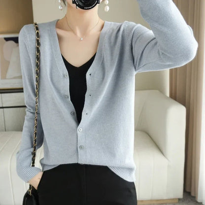 Women's V Neck Button Front Knitted Cardigan view 14