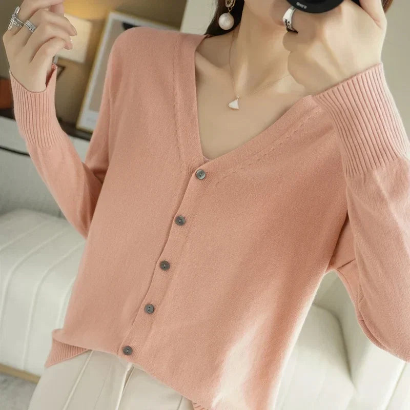 Women's V Neck Button Front Knitted Cardigan view 9