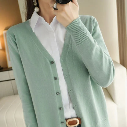 Women's V Neck Button Front Knitted Cardigan view 12