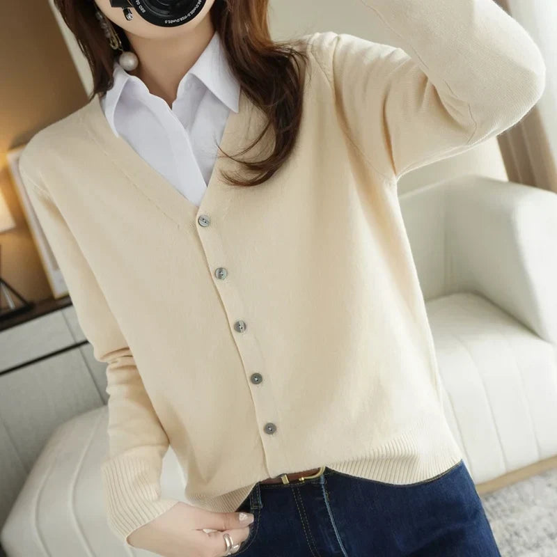 Women's V Neck Button Front Knitted Cardigan view 13