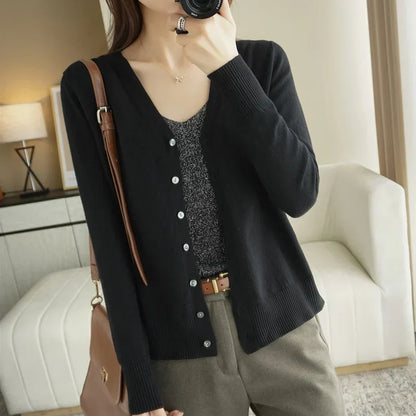 Women's V Neck Button Front Knitted Cardigan view 21