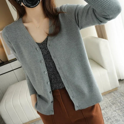 Women's V Neck Button Front Knitted Cardigan view 10