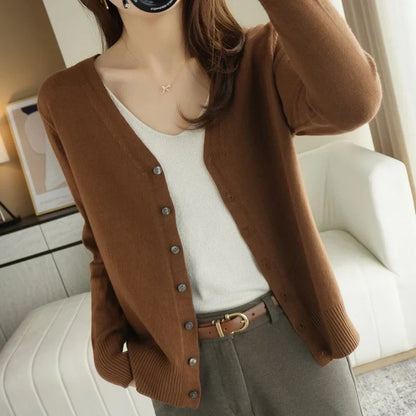 Women's V Neck Button Front Knitted Cardigan view 6