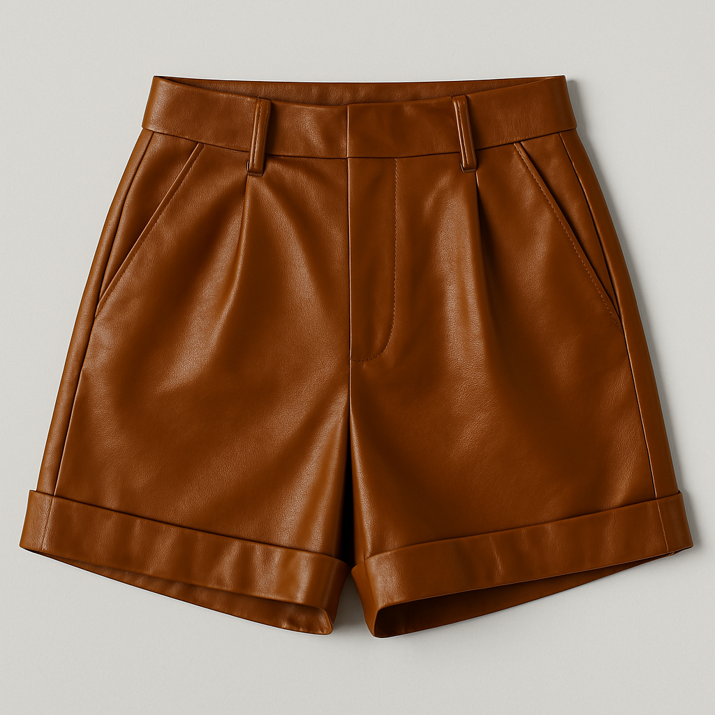 Women's Black High Waisted Faux Leather Tailored Shorts