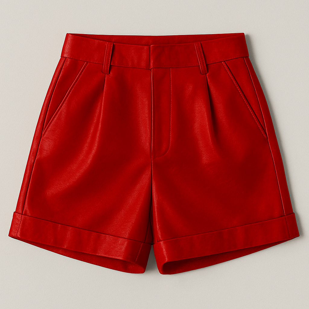 Women's Black High Waisted Faux Leather Tailored Shorts