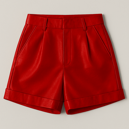 Women's Black High Waisted Faux Leather Tailored Shorts