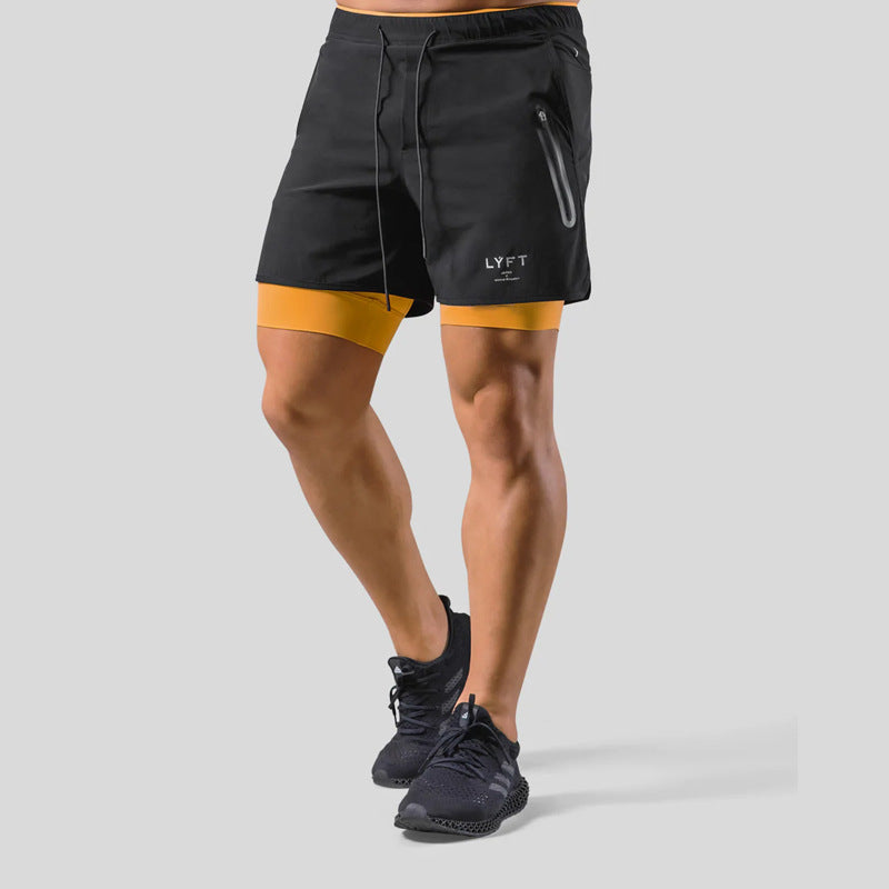 Men's Relaxed Fit Compression Quick Dry Outdoor Shorts in Black