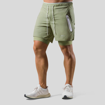Men's Relaxed Fit Compression Quick Dry Outdoor Shorts in Green