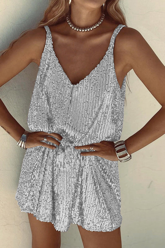 Women's Sleeveless Sequin Mini Dress in Silver