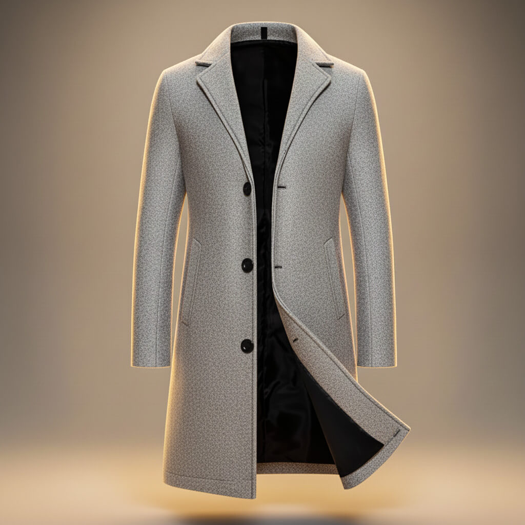 Men's Slate Gray Winter Coat in Cream White