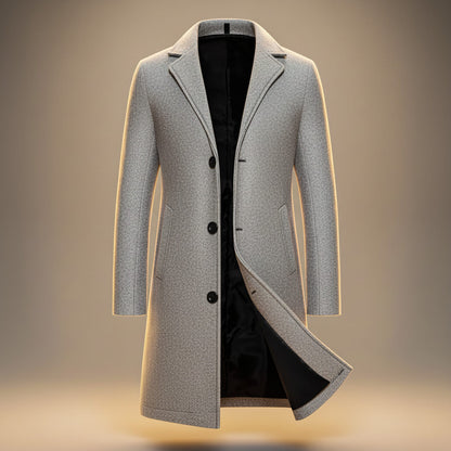 Men's Slate Gray Winter Coat in Cream White