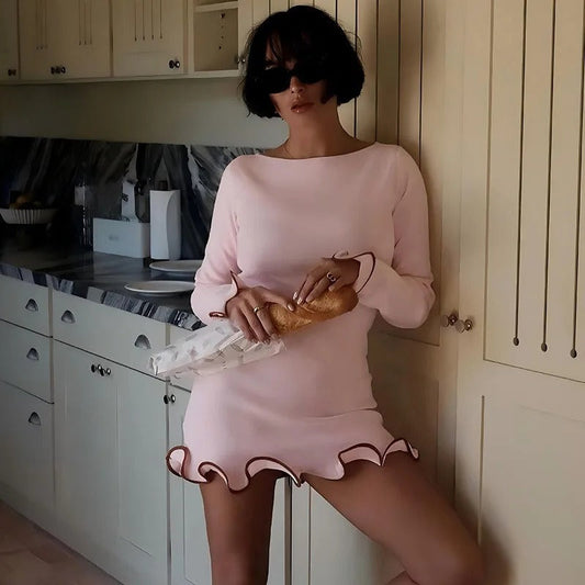 Women's Ruffle Mini Dress in Pink