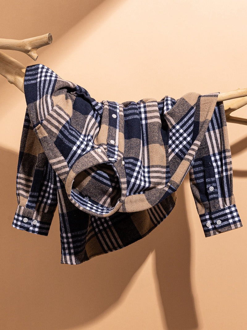 Men's Checked Button Front Patch Pocket Blouse