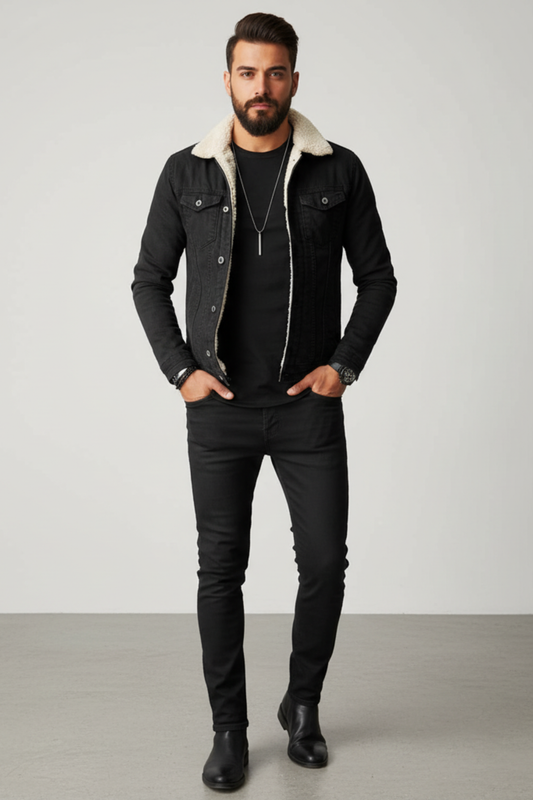 Men's Lapel Collar Denim Jacket
