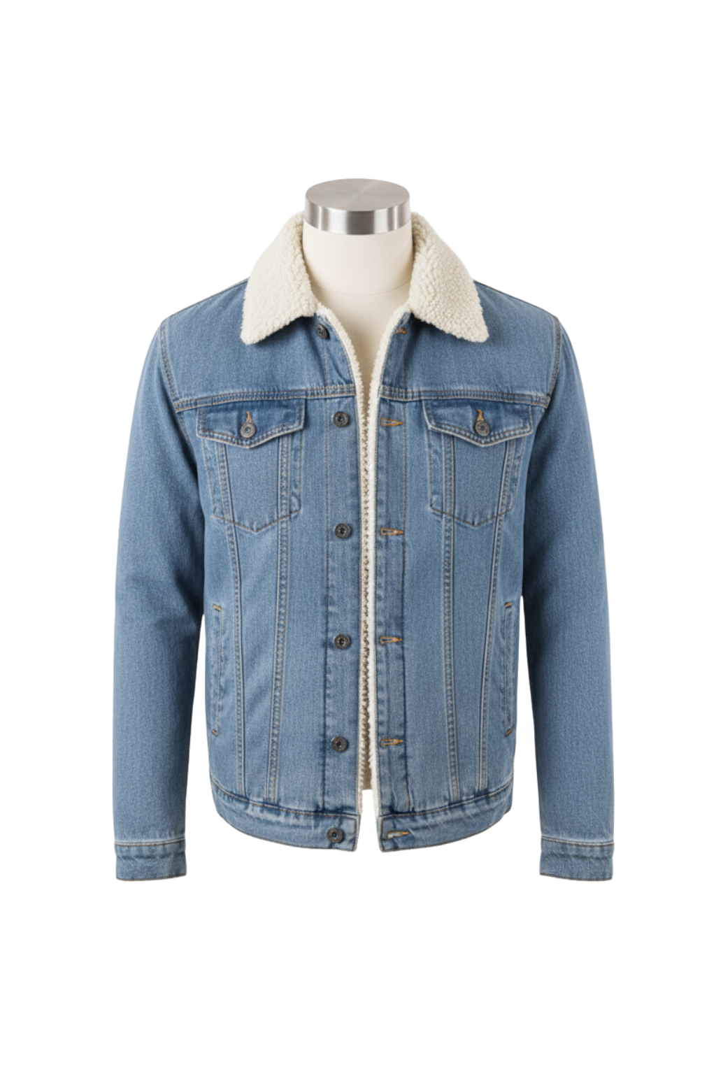 Men's Lapel Collar Denim Jacket in Blue