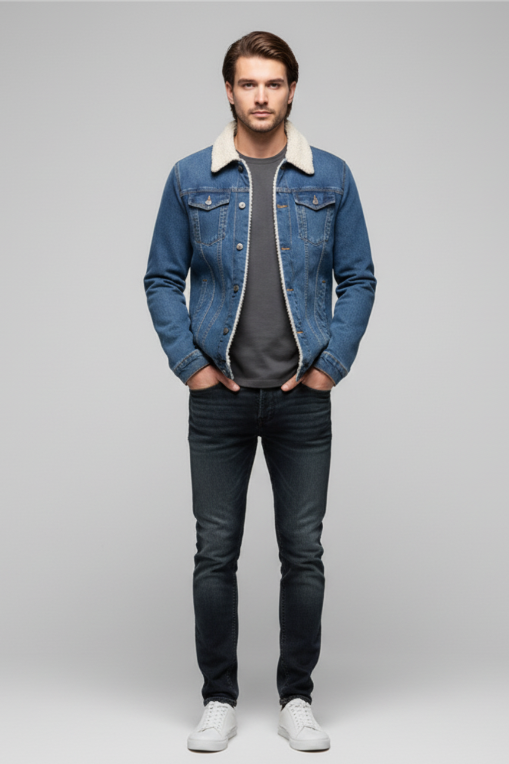 Men's Lapel Collar Denim Jacket