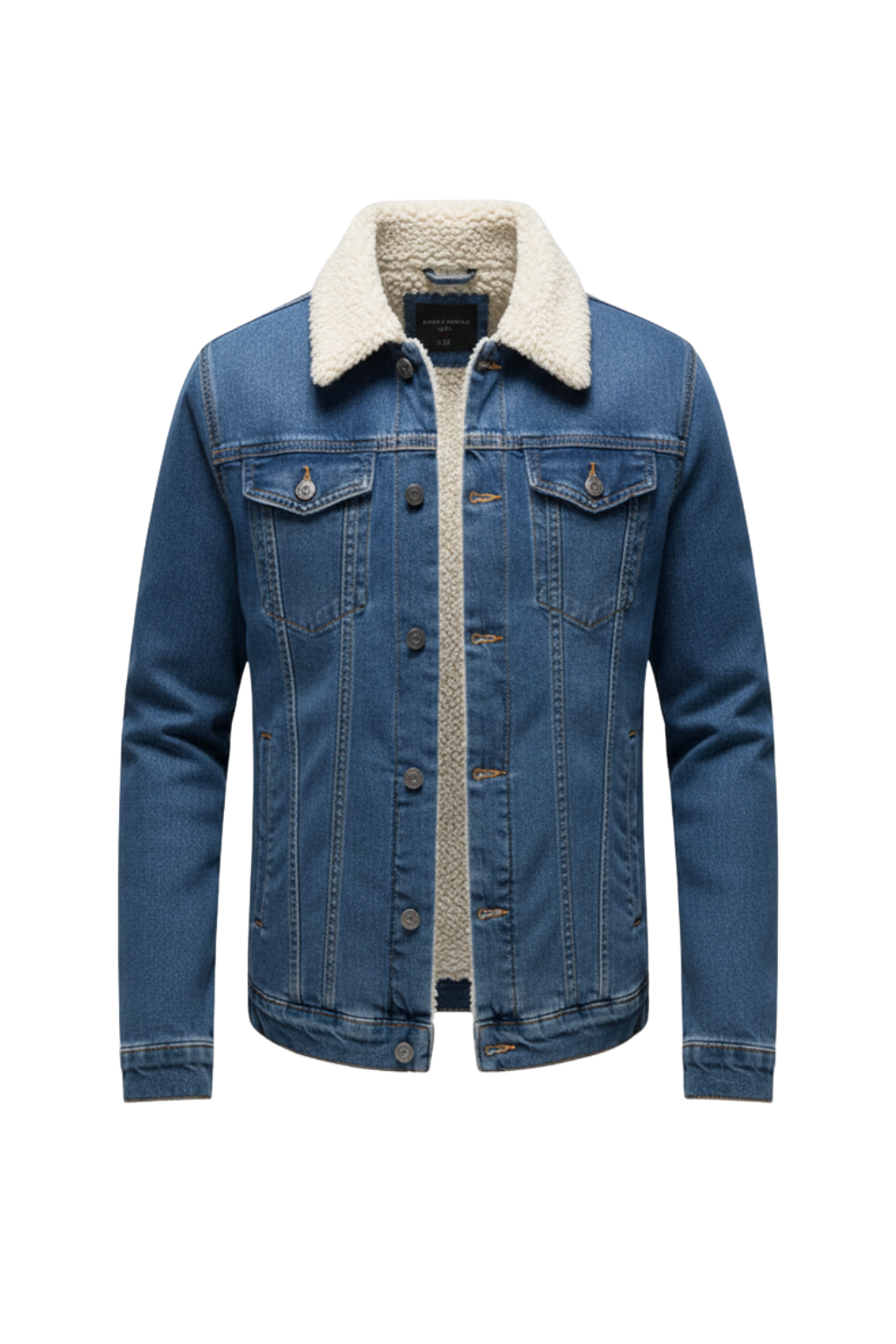 Men's Lapel Collar Denim Jacket in Dark Blue