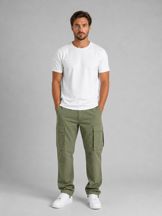 Men's Relaxed Fit Patch Pocket Casual Cargo Trousers