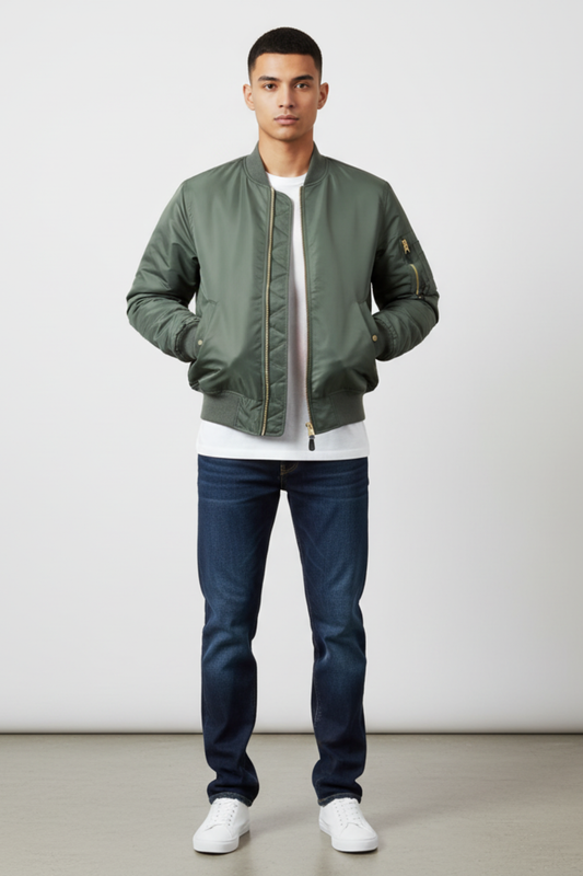 Men's Army Green Waterproof Vintage Bomber Jacket