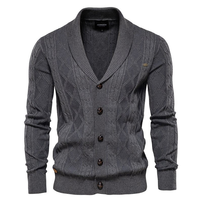 Men's Shawl Collar Cable Knit Cardigan