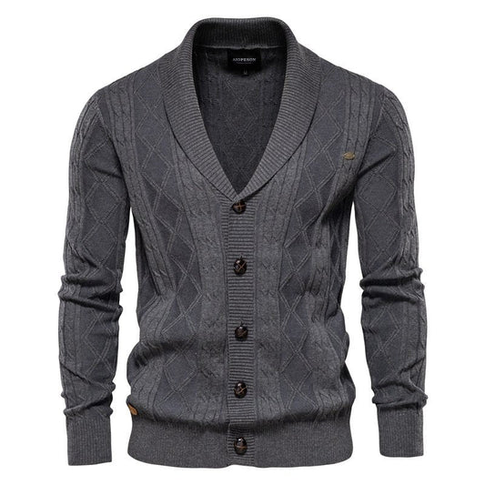 Men's Shawl Collar Cable Knit Cardigan