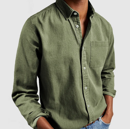 Men's Button Front Casual Shirt in Green