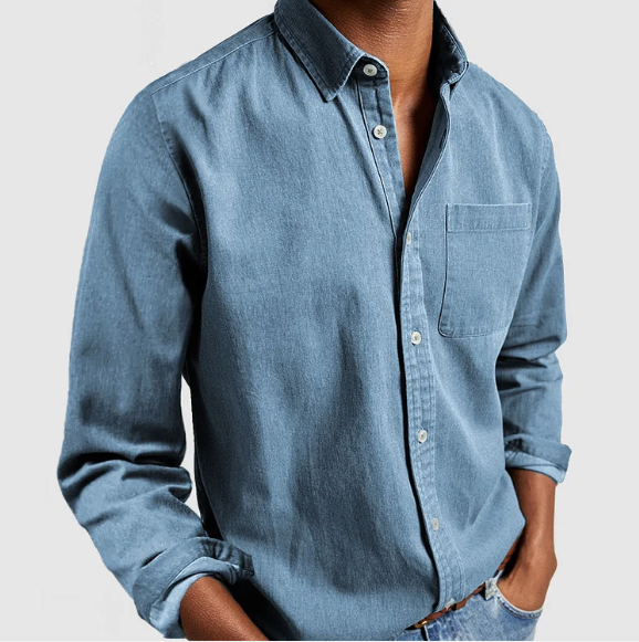 Men's Button Front Casual Shirt in Light Blue