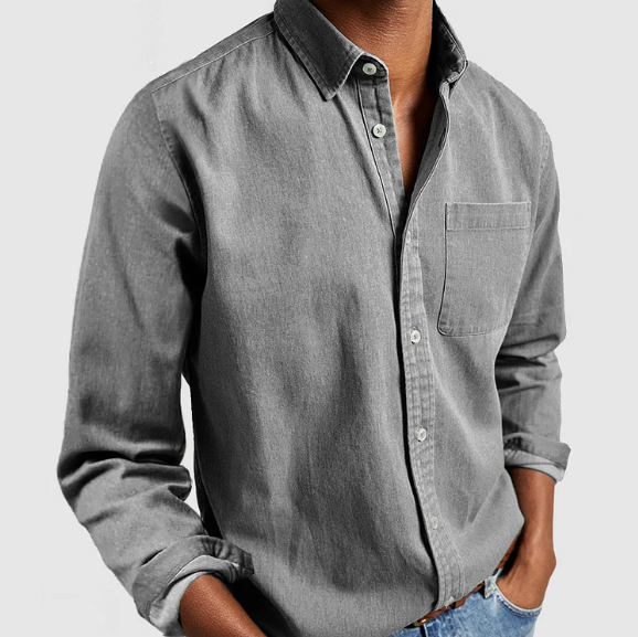 Men's Button Front Casual Shirt in Grey