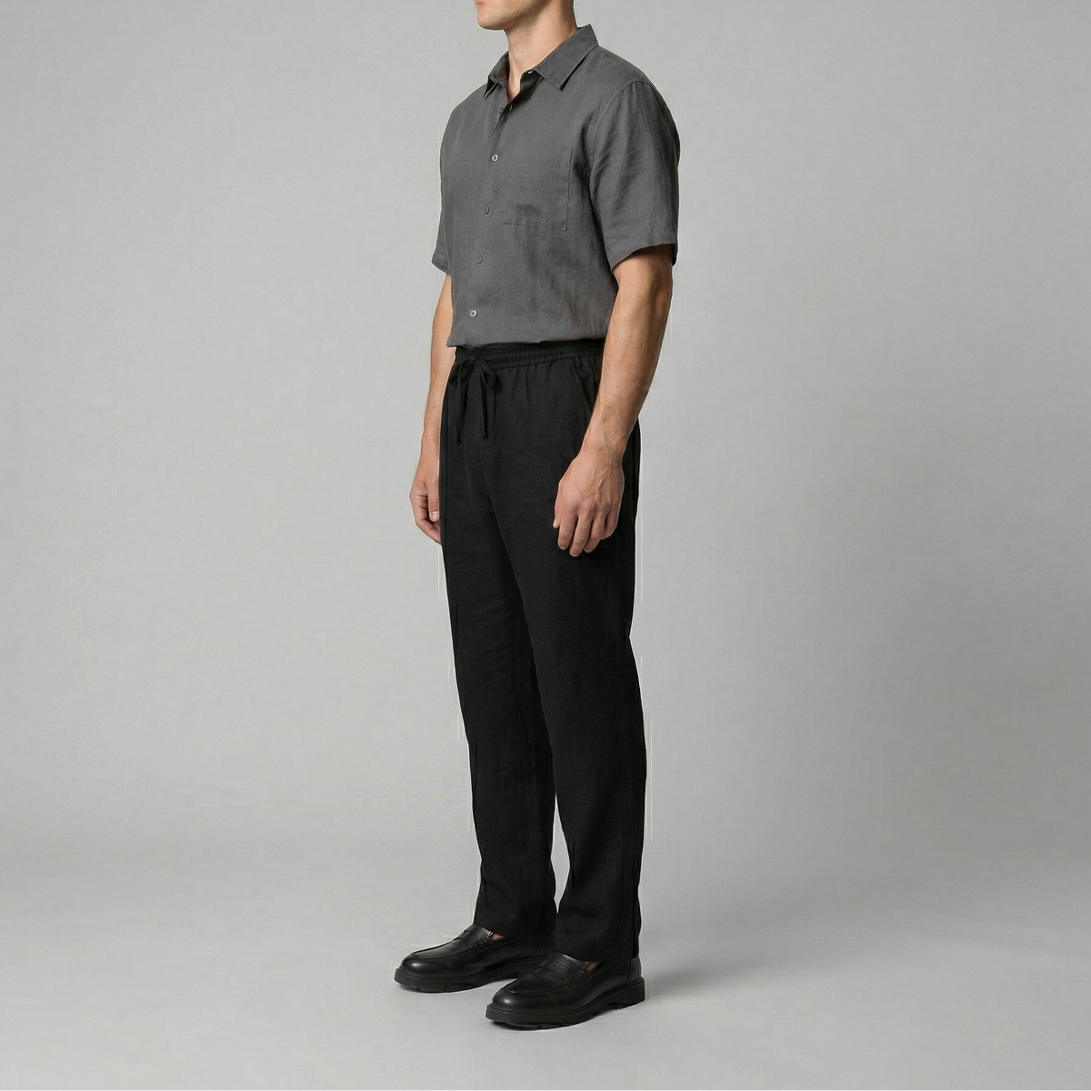 Men's Beige Slim Fit Trousers