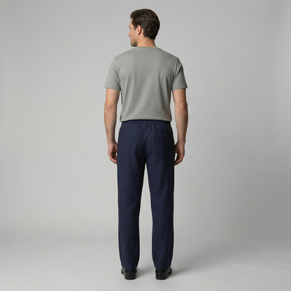 Men's Beige Slim Fit Trousers