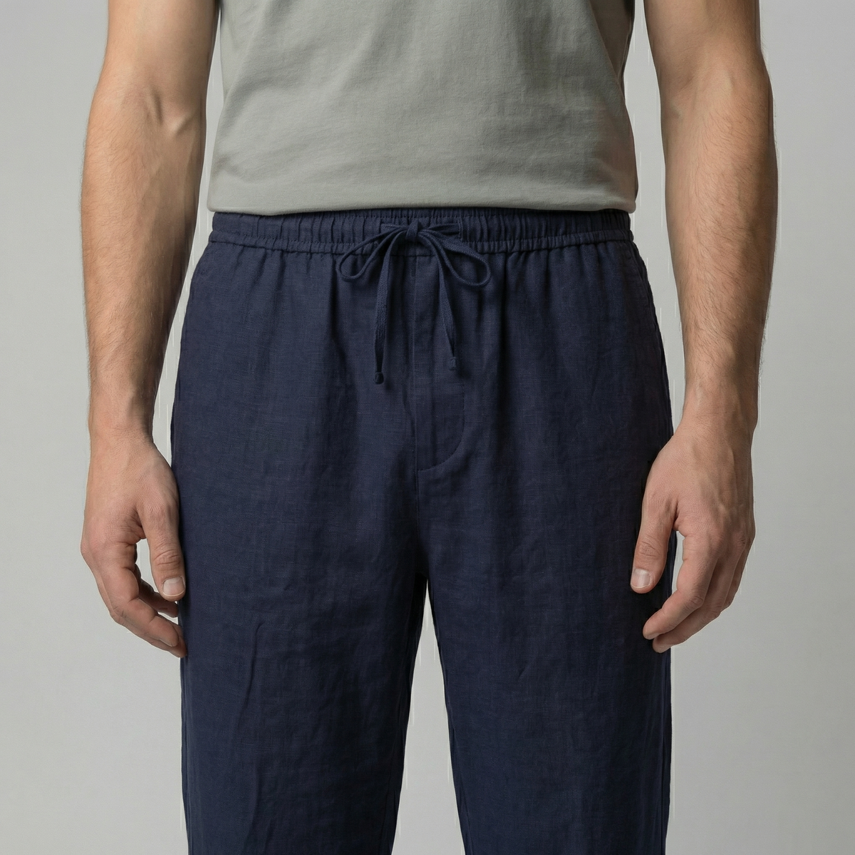 Men's Beige Slim Fit Trousers