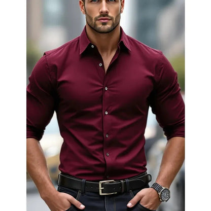 Men's Black Long Sleeve Shirt in Red