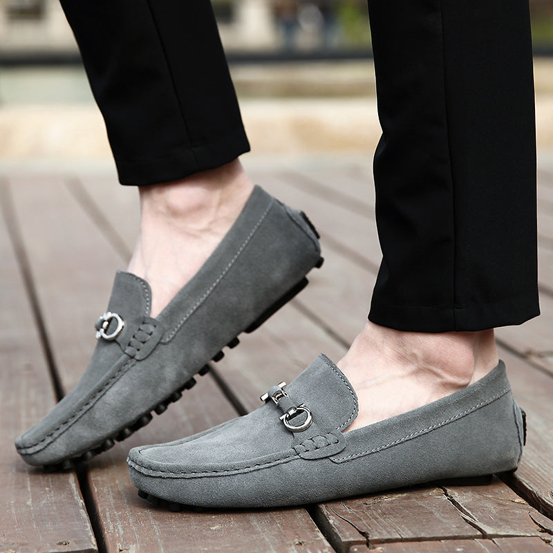 Men's Metal Bit Driving Slip On Loafers in Grey