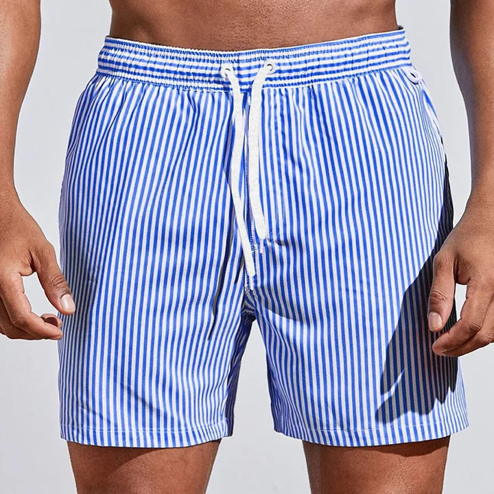 Men's Relaxed Fit Drawstring Quick Dry Casual Swim Shorts in Navy