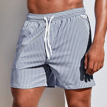 Men's Relaxed Fit Drawstring Quick Dry Casual Swim Shorts in Gray