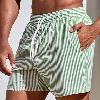 Men's Relaxed Fit Drawstring Quick Dry Casual Swim Shorts in Green