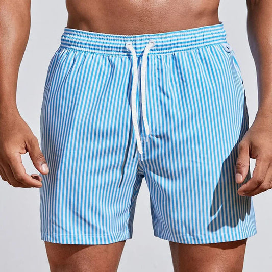 Men's Relaxed Fit Drawstring Quick Dry Casual Swim Shorts in Blue