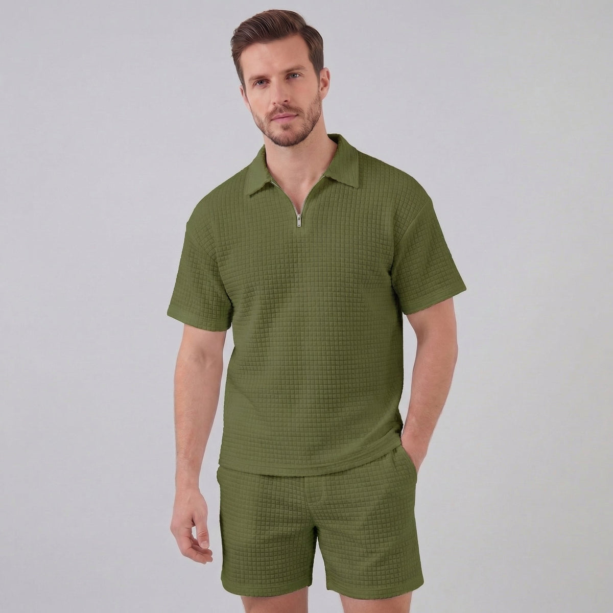 Men's Grey Two Piece Set in Green